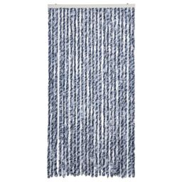 Berkfield Home Fly Curtain Blue & White 100x230 cm Chenille - thumbnail 3