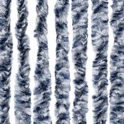 Berkfield Home Fly Curtain Blue & White 100x230 cm Chenille - thumbnail 5