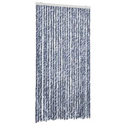 Berkfield Home Fly Curtain Blue & White 100x230 cm Chenille - thumbnail 2