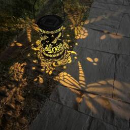 Bright Zeal Set of 2 Black 30cm Metal Solar Hanging Lanterns with Dragonfly Cutout - thumbnail 8