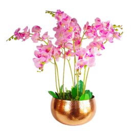 Leaf XL Metal Bowl Planter 32 x 20cm Hammered Copper Colour - Straight Edge - Size: 32 x 20 cm - thumbnail 2