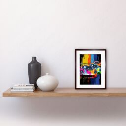"Artery8 Wall Art Print Sport Racing Cars Vibrant Supercar Race Mancave Gift for Him Artwork Framed 9X7 Inch in Brown - Size: W7"" x H9""" - thumbnail 2