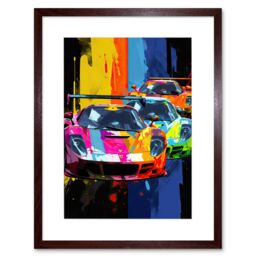 "Artery8 Wall Art Print Sport Racing Cars Vibrant Supercar Race Mancave Gift for Him Artwork Framed 9X7 Inch in Brown - Size: W7"" x H9""" - thumbnail 1