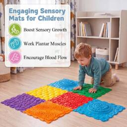CASART 6 PCS Tactile Sensory Mats for Kids Adults Interlocking Puzzle in Yellow - thumbnail 4