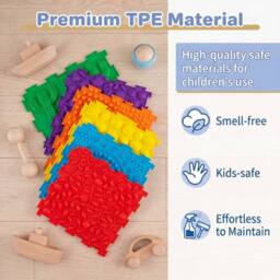 CASART 6 PCS Tactile Sensory Mats for Kids Adults Interlocking Puzzle in Yellow - thumbnail 6