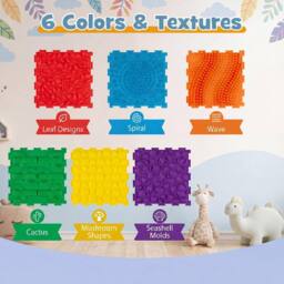 CASART 6 PCS Tactile Sensory Mats for Kids Adults Interlocking Puzzle in Yellow - thumbnail 9
