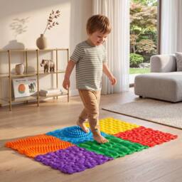 CASART 6 PCS Tactile Sensory Mats for Kids Adults Interlocking Puzzle in Yellow - thumbnail 3