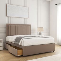 "BSSPOKE Zarah Divan Bed Plush Velvet 24""Headboard 2Drawers Footend No Mattress in Bronze - Size: Small Double" - thumbnail 2