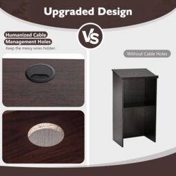 Costway Podium Stand 117cm Hostess Stand for Speakers w/Storage Shelf in Brown - thumbnail 4
