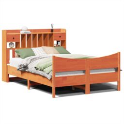 Berkfield Home Bed Frame without Mattress Wax Brown 160x200 cm Solid Wood Pine - thumbnail 2