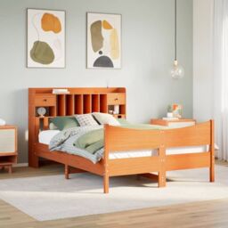 Berkfield Home Bed Frame without Mattress Wax Brown 160x200 cm Solid Wood Pine - thumbnail 1