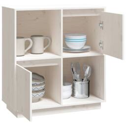 Berkfield Home Sideboard White 74x35x80 cm Solid Wood Pine - Size: 74 x 35 x 80 cm - thumbnail 4