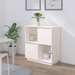 Berkfield Home Sideboard White 74x35x80 cm Solid Wood Pine - Size: 74 x 35 x 80 cm - thumbnail 2