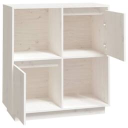 Berkfield Home Sideboard White 74x35x80 cm Solid Wood Pine - Size: 74 x 35 x 80 cm - thumbnail 5