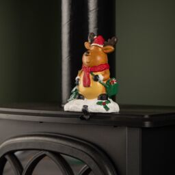 Samuel Alexander 13cm Premier Christmas Stocking Hanger Decoration in Reindeer Design in Brown - thumbnail 2