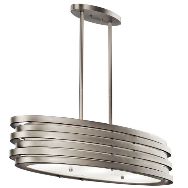 Loops 3 Bulb Ceiling Pendant Light Fitting Brushed Nickel LED E27 100W Bulb in Metallics