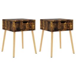 Berkfield Home Elegant Bedside Cabinets 2 pcs Smoked Oak 40x40x56 cm Engineered Wood in Brown - Size: 40 x 40 x 56 cm - thumbnail 3
