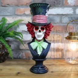 Gifts Direct 2 U Halloween Skeleton Resin Skull Ornament - Bust Hatter - thumbnail 2