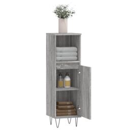 Berkfield Home Bathroom Cabinet Grey Sonoma 30x30x100 cm Engineered Wood - Size: 30 x 30 x 100 cm - thumbnail 4