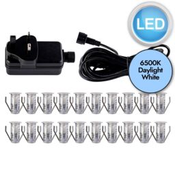 First Choice Lighting Set of 20 - 15mm Stainless Steel IP67 Cool White LED Decking Kit in Silver - thumbnail 9