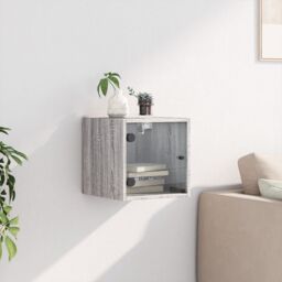Berkfield Home Bedside Cabinet with Glass Door Grey Sonoma 35x37x35 cm - Size: 35 x 37 x 35 cm - thumbnail 3