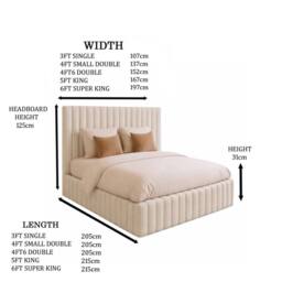 Desire Deco Plush Velvet Brantley Panel Bed Frame Double King Super King in Beige - Size: Single - thumbnail 3