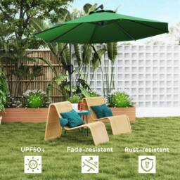 OUTSUNNY 3(m) Cantilever Banana Parasol with Cover Wind Strap UPF50+Green in Green - thumbnail 6