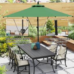 OUTSUNNY 3(m) Cantilever Banana Parasol with Cover Wind Strap UPF50+Green in Green - thumbnail 4