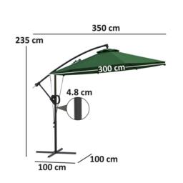 OUTSUNNY 3(m) Cantilever Banana Parasol with Cover Wind Strap UPF50+Green in Green - thumbnail 3