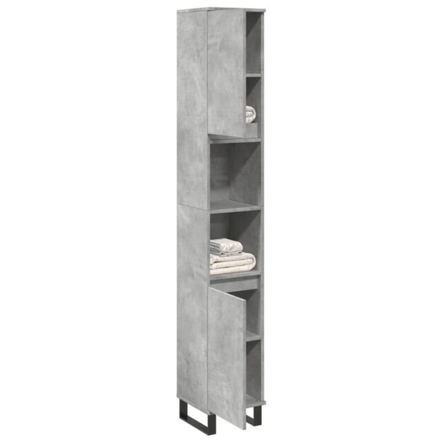 Berkfield Home Bathroom Cabinet Concrete Grey 30x30x190 cm Engineered Wood - Size: 30 x 30 x 190 cm - image 1