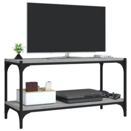 Berkfield Home TV Cabinet Grey Sonoma 80x33x41 cm Engineered Wood & Steel - Size: 80 x 33 x 41 cm - thumbnail 4