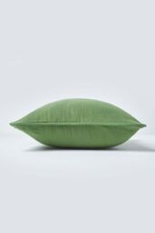 Homescapes Cotton Rajput Ribbed Cushion Cover in Olive - Size: 45 cm x 45 cm - thumbnail 2