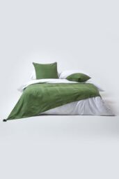 Homescapes Cotton Rajput Ribbed Cushion Cover in Olive - Size: 45 cm x 45 cm - thumbnail 4