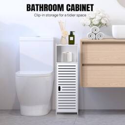 FORGEVIO White Tall Bathroom Storage Cabinet Narrow - thumbnail 4