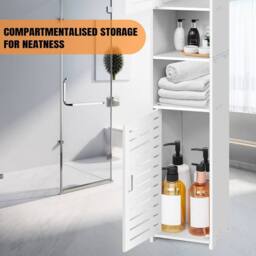 FORGEVIO White Tall Bathroom Storage Cabinet Narrow - thumbnail 6