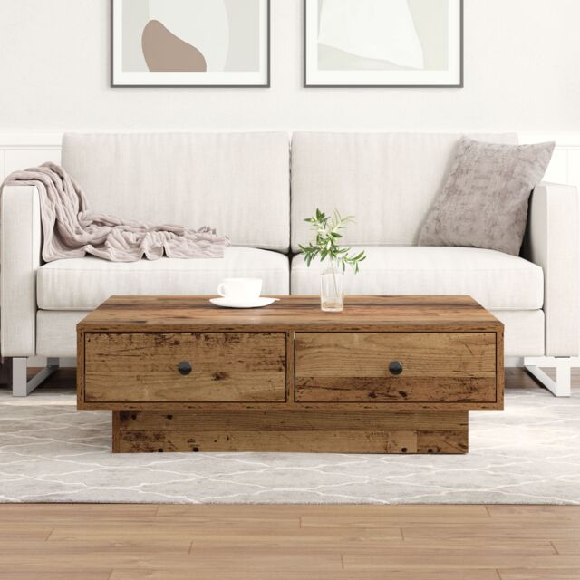 Berkfield Home Coffee Table Old wood Reclaimed Wood 90 x 90 x 28 cm in Brown - image 1