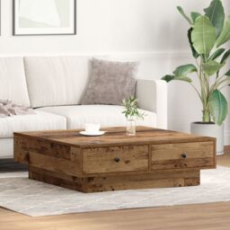 Berkfield Home Coffee Table Old wood Reclaimed Wood 90 x 90 x 28 cm in Brown - thumbnail 4