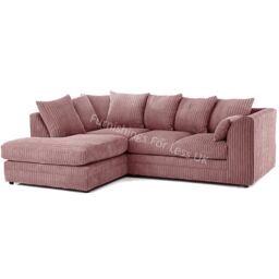 Furnishings For Less UK Luxor Jumbo Cord 4 Seater Corner sofa Left Hand Facing in Pink - thumbnail 1