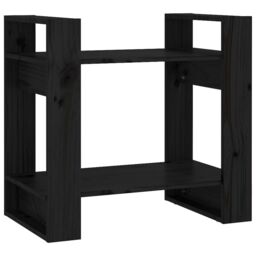Berkfield Home Book Cabinet/Room Divider Black 60x35x57 cm Solid Wood Pine - Size: 60 x 35 x 57 cm - thumbnail 2