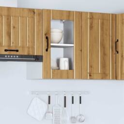 Berkfield Home Kitchen Wall Cabinet with Glass Door Lucca Artisan Oak in Brown - thumbnail 4