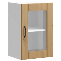 Berkfield Home Kitchen Wall Cabinet with Glass Door Lucca Artisan Oak in Brown - thumbnail 3