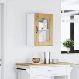 Berkfield Home Kitchen Wall Cabinet with Glass Door Lucca Artisan Oak in Brown