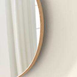 FurnitureboxUK Inga Oak Wood Medium Round 80cm Wall Mirror in Light Brown - thumbnail 3