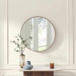 FurnitureboxUK Inga Oak Wood Medium Round 80cm Wall Mirror in Light Brown - thumbnail 2
