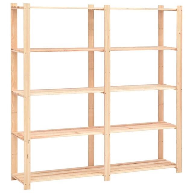 Berkfield Home Durable 5-Tier Storage Racks 5 pcs 170x38x170 cm Solid Pinewood 500 kg in Beige - Size: 170 x 38 x 170 cm - image 1