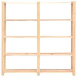 Berkfield Home Durable 5-Tier Storage Racks 5 pcs 170x38x170 cm Solid Pinewood 500 kg in Beige - Size: 170 x 38 x 170 cm - thumbnail 4