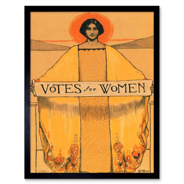 "Wee Blue Coo Votes For Women Suffrage Vintage Advert 12x16"" Framed Wall Art Print in Yellow - Size: W12"" x H16""" - image 1