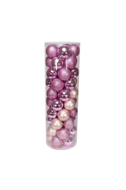 KDMD 48 Pink Baubles in MattShiny & Glitter Finish 10cm - image 1