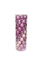 KDMD 48 Pink Baubles in MattShiny & Glitter Finish 10cm - thumbnail 2