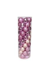 KDMD 48 Pink Baubles in MattShiny & Glitter Finish 10cm - thumbnail 1